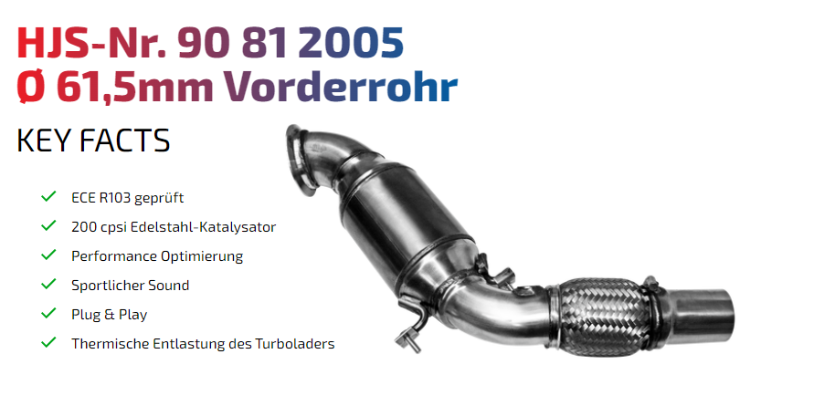 HJS ECE Downpipe BMW 1er / 3er 1.6 - Euro 5 - 6       Art. 90812005