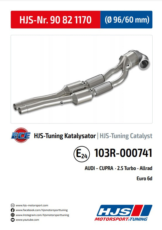 HJS ECE Downpipe EU6d 2.5 TFSI EVO OPF RS3 8V / 8Y TTRS 8S / RSQ3 F3    Art. 90821170